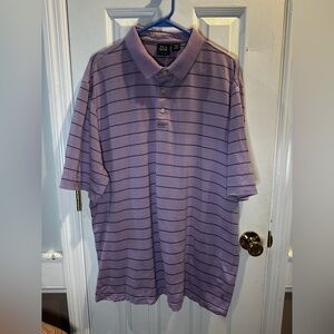 Jos A Bank Traveler Short Sleeve Polo Traditional Fit 2XLT Purple Striped‎